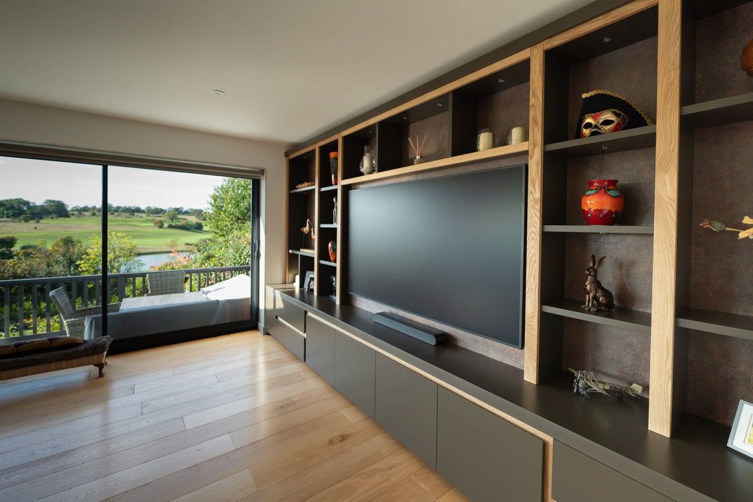 Bespoke Lounge Media Wall - View from Lounge into Garden