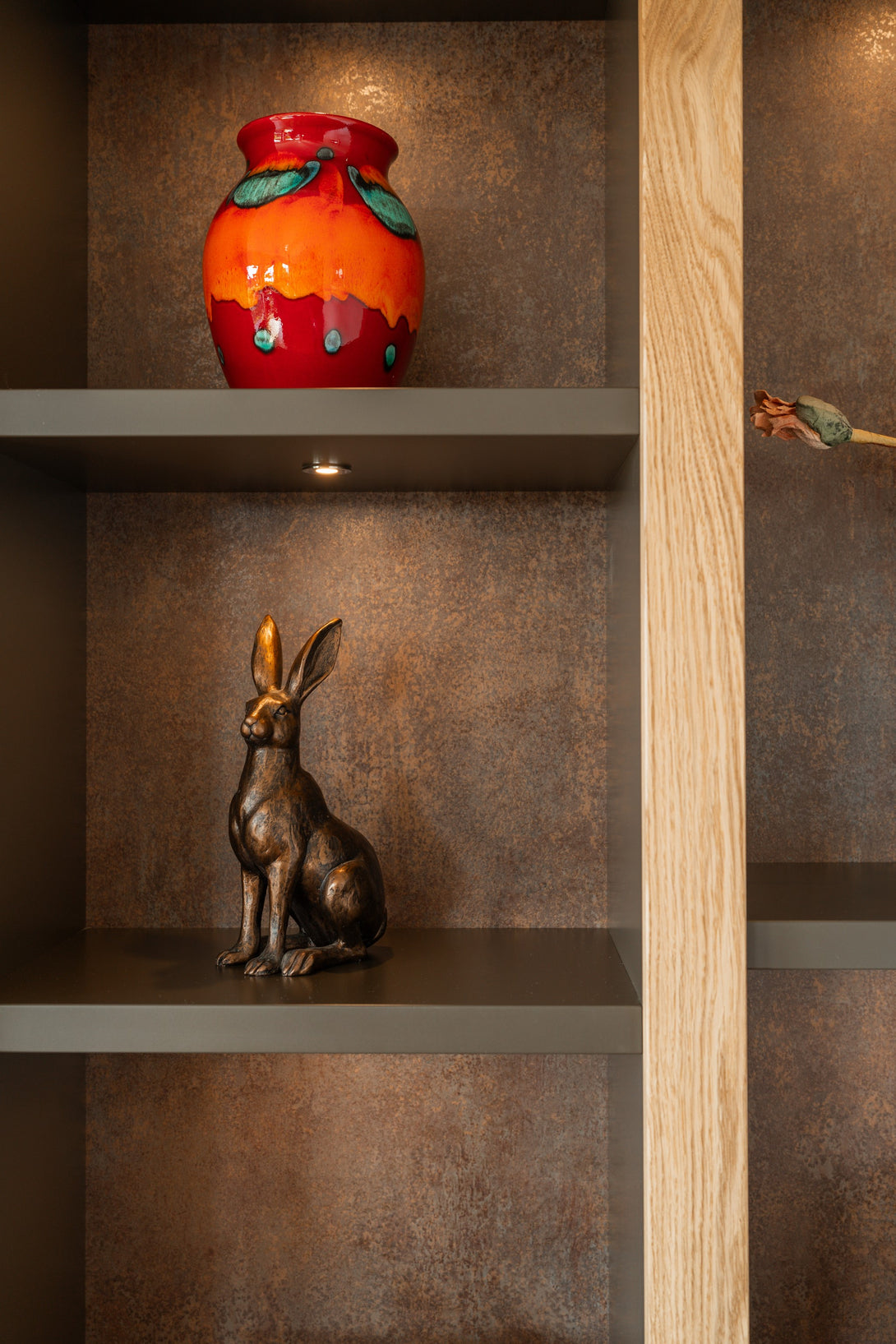 Bespoke Lounge Media Wall - Ornament and Decorations on Shelves