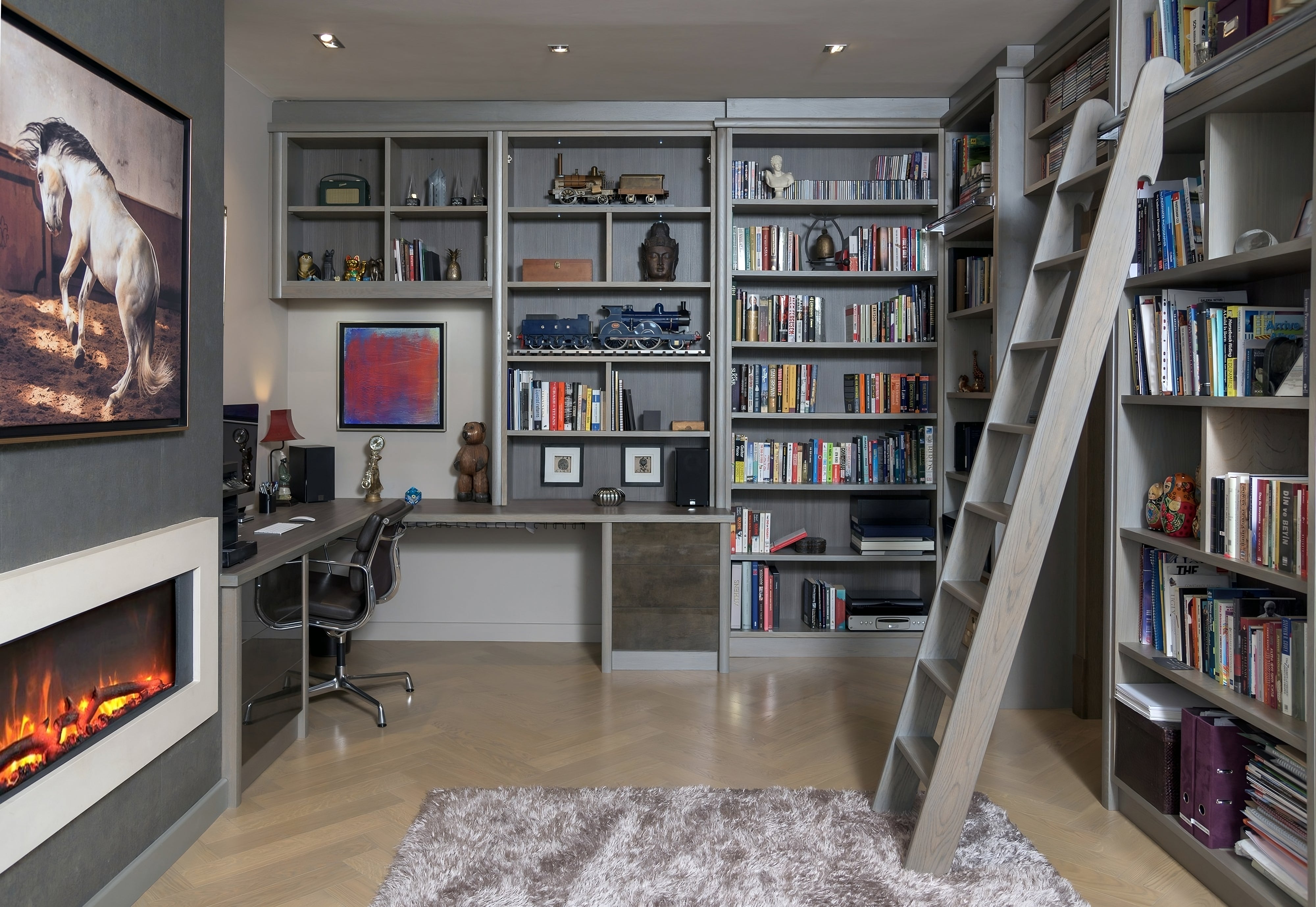 Oak Study With Library Ladder | Storage | Drew Furniture – DrewFurniture